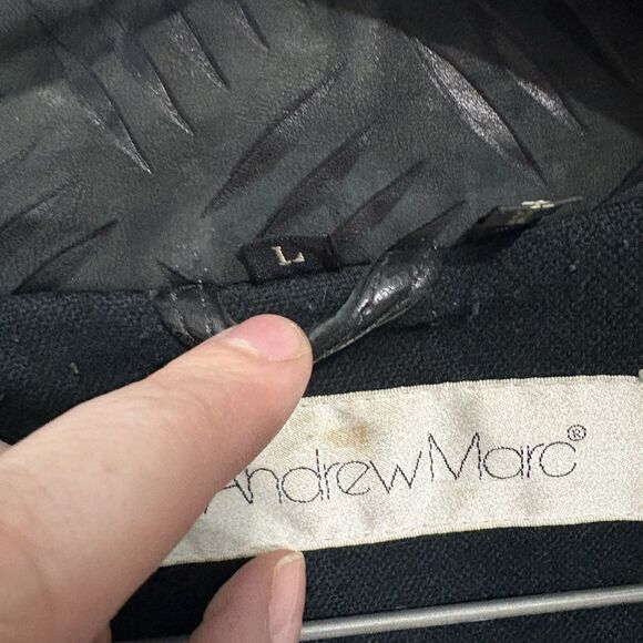 Vintage 80s Andrew Marc Leather Bomber Flight Style Coat Jacket Large Textured - Picture 10 of 10